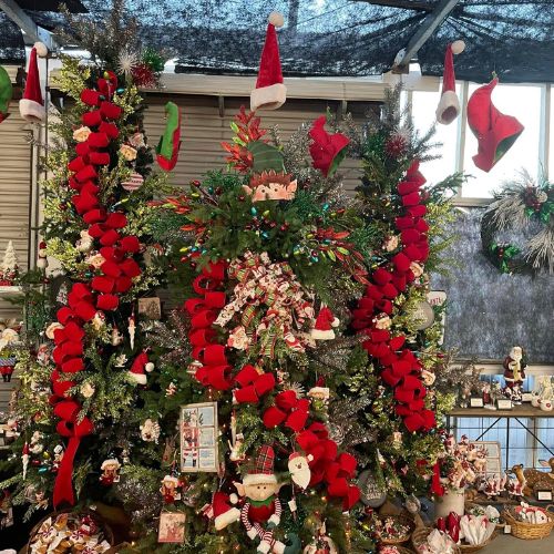 Christmas decor and supplies on display inside of Walnut Ridge.